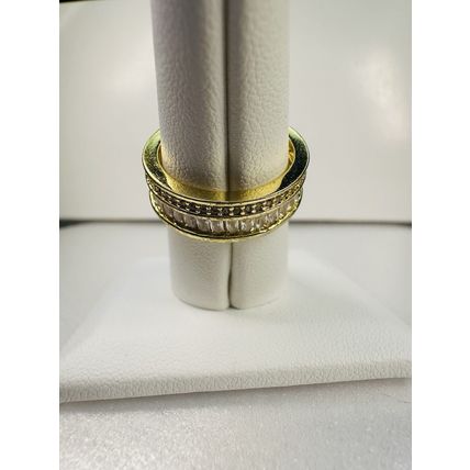 Ring Bomb Party Sz7 RBP Full Wrap Flush Gems Yellow Gold P Band Costume Jewelry