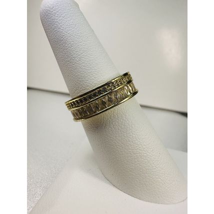 Ring Bomb Party Sz7 RBP Full Wrap Flush Gems Yellow Gold P Band Costume Jewelry