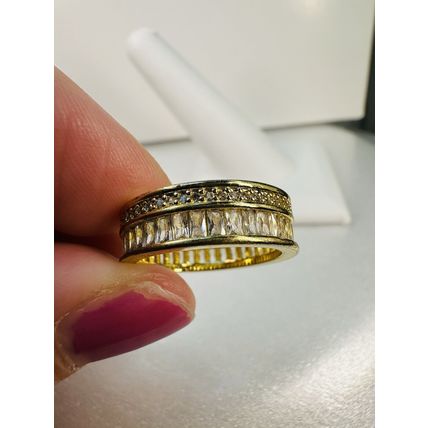 Ring Bomb Party Sz7 RBP Full Wrap Flush Gems Yellow Gold P Band Costume Jewelry