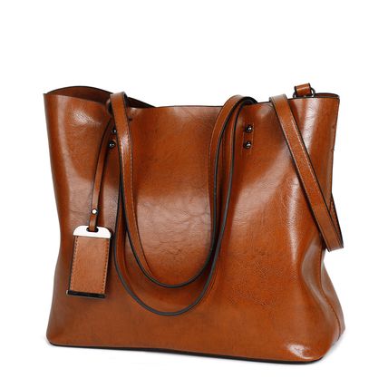 Women Tote Bag Handbags PU Leather Fashion Hobo Shoulder Bags Brown