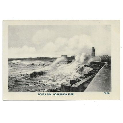 Rough Sea, Gorleston Pier, Norfolk, Postcard.