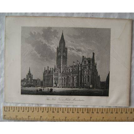 Vintage engraving The New Town Hall, Manchester