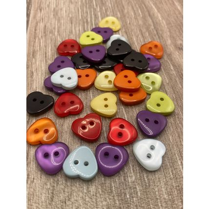 15mm Mixed Colour Love Heart Buttons Resin High Quality 2 Hole Cardigans Knit
