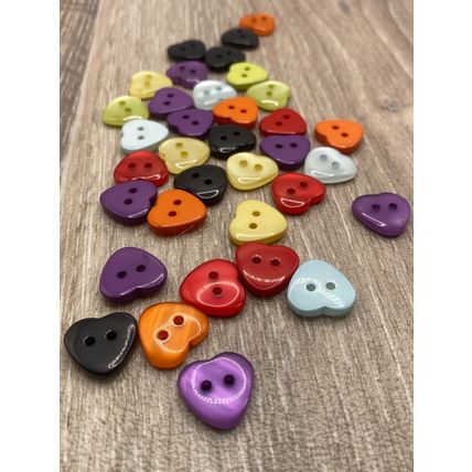 15mm Mixed Colour Love Heart Buttons Resin High Quality 2 Hole Cardigans Knit