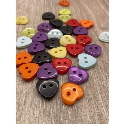 15mm Mixed Colour Love Heart Buttons Resin High Quality 2 Hole Cardigans Knit