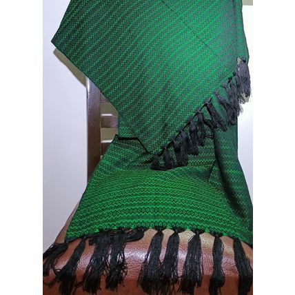 Elegant-Ultra-Soft-Lightweight **BLACK-GREEN** Traditional Rebozo Shawl Mexico