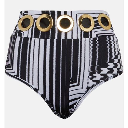 KAREN MILLEN Eyelet Trim Plunge Neck Graphic Bikini Top and Bottom Set BNWT