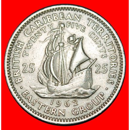 Ⰶ GREAT BRITAIN (1955-1965): CARIBBEAN ★25 CENTS 1962! SHIP★LOW START★NO RESERVE