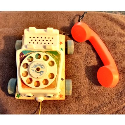 Old Vintage Fisher Price Chatty Telephone # 747 6 1/2" Long Working 1961