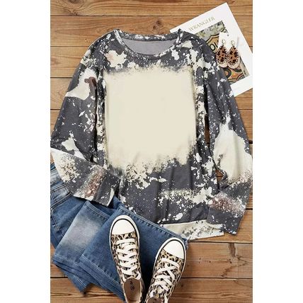 Multicolor Vintage Bleached Tie Dye Long Sleeve Top