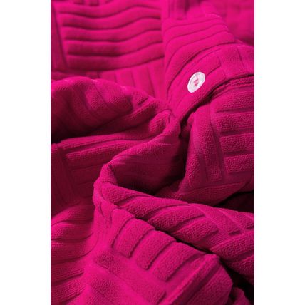 Bright Pink Terry Textured Sleeveless Button Front Wide Leg Jumpsuit
