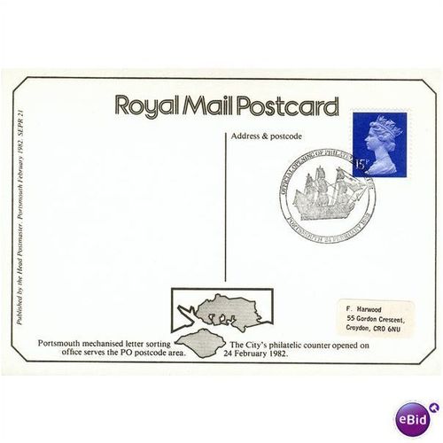 GB Postcard 1982 - Portsmouth, Hampshire, HPO Philatelic Counter 2