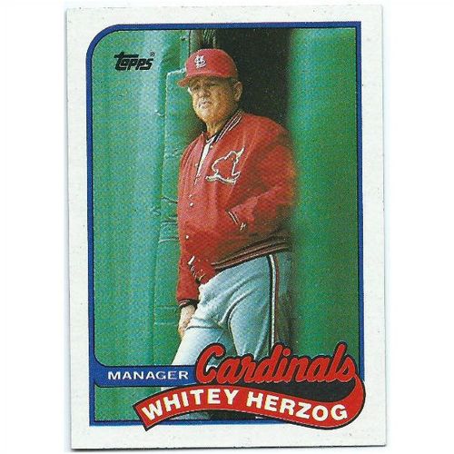 1989 Topps - #654 - Whitey Herzog Cardinals Checklist