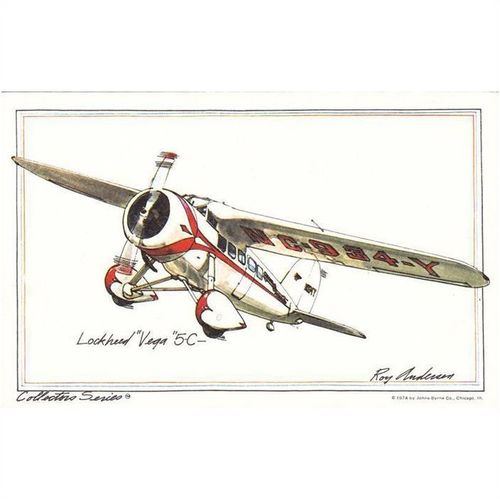 Artist Drawn Lockheed Vega 5 C Aircraft Postcard (A23227)