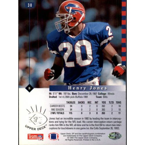 1993 Upper Deck SP Football Henry Jones #30