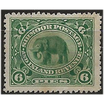 Sirmoor (IFS) 1894 SG23 6p Green Mounted Mint . ..