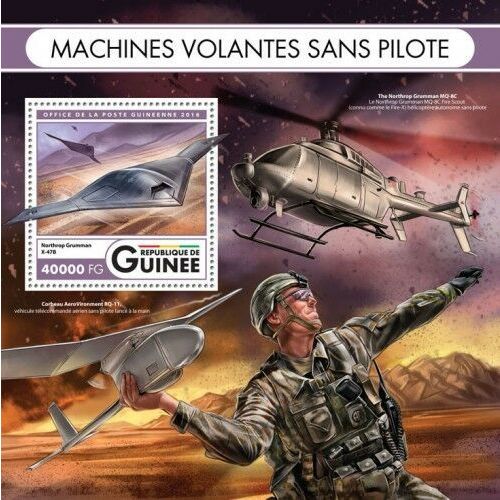 GUINEA 2016 SHEET MNH FLYING MACHINES WITHOUT PILOTS TELE DIRIGIBLE AIRSHIP 3A
