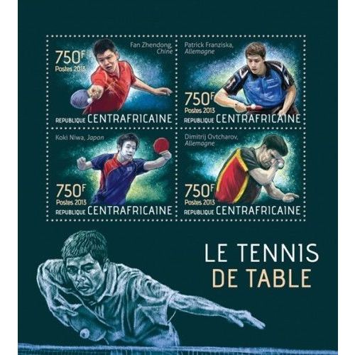 CENTRAL AFRICA 2013 SHEET MNH TABLE TENNIS PLAYERS SPORTS PING PONG 2