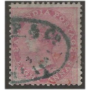 India 1865 SG65 8a Carmine Die I Wmk Elephants Head Good/Fine Used ..