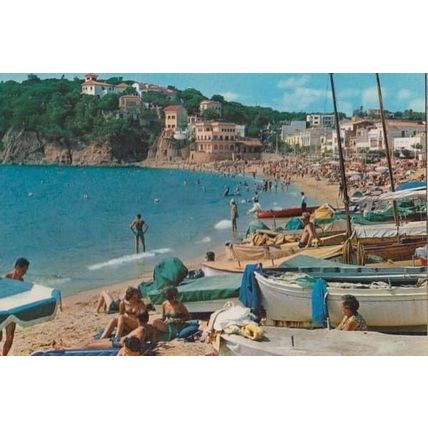 Sunbathing at Llafranch Fishing Boat Ship Boats Welsh Postcard
