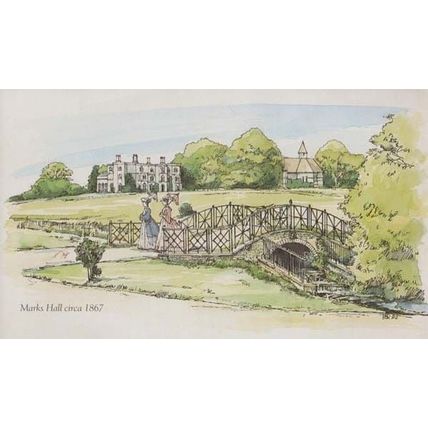 Marks Hall Coggeshall In Victorian Times Cartoon Rare Painting Essex Postcard