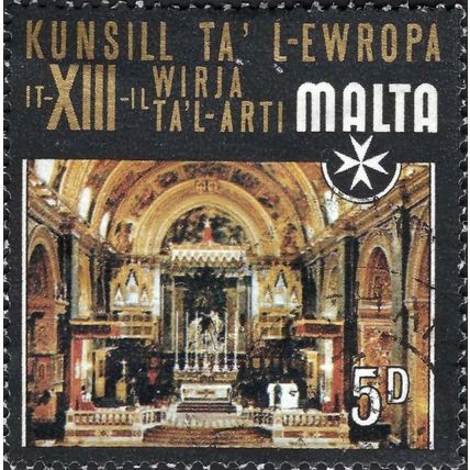 MALTA, Interior of St. John's Cathedral, Valletta, black 1970, 5d, #2