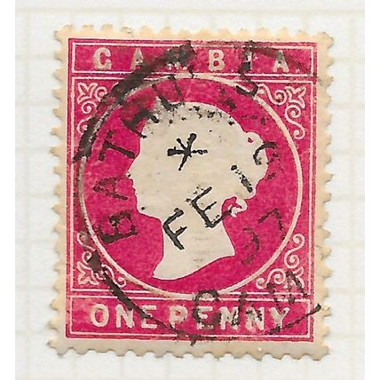 GAMBIA 1886 CLASSIC ONE PENNY WMK CA USED SG23 23 SG