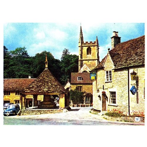 Colour Postcard - Castle Combe - Market Cross - Wilts
