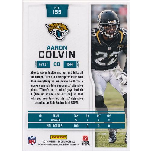 2016 Score Football 155 Aaron Colvin Jacksonville Jaguars
