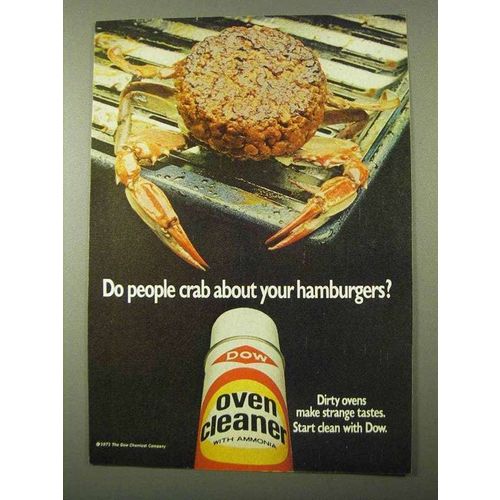 1971 Dow Oven Cleaner Ad - Crab About Hamburgers