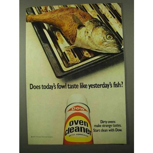 1971 Dow Oven Cleaner Ad - Today's Fowl Like Fish