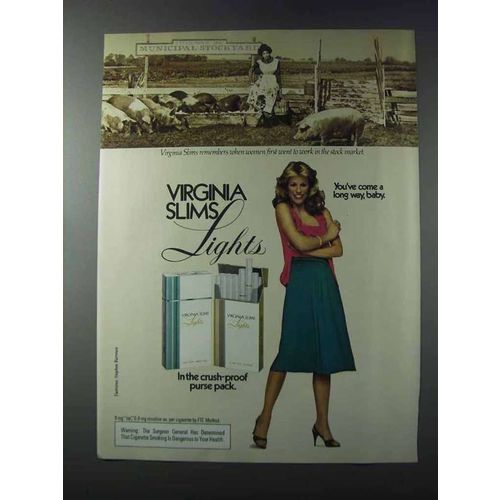 1981 Virginia Slims Lights Cigarettes Ad - Stock Market