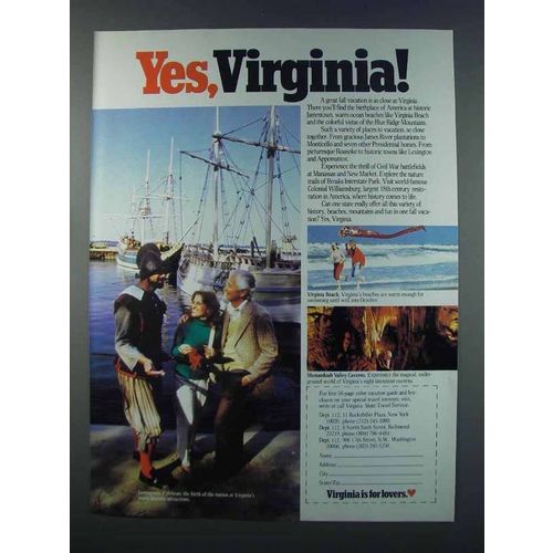 1981 Virginia Tourism Ad - Yes, Virginia!