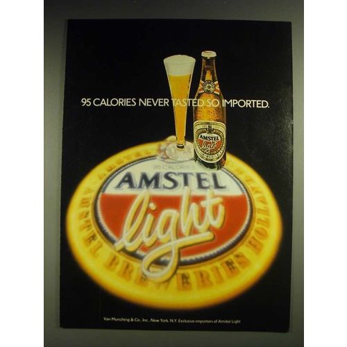 1984 Amstel Light Beer Ad - 95 calories never tasted so imported