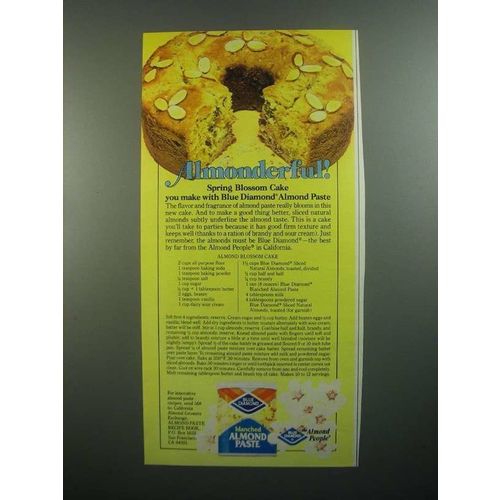 1984 Blue Diamond Almond Paste Ad - Almond blossom cake