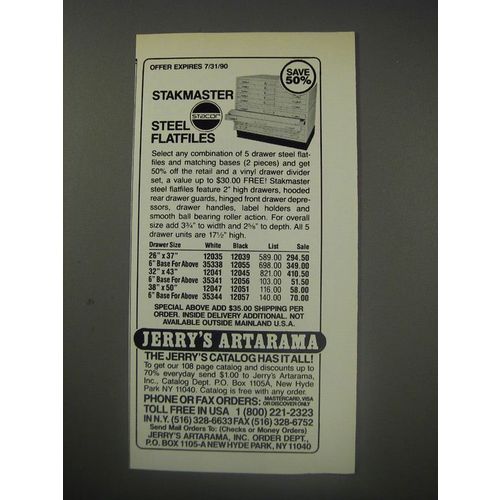 1990 Jerry's Artarama Ad - Stakmaster Steel Flatfiles