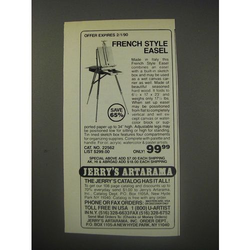 1990 Jerry's Artarama Ad - French Style Easel