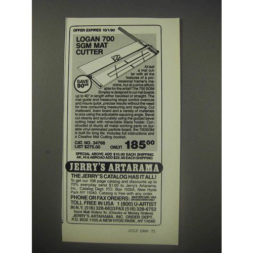 1990 Jerry's Artarama Ad - Logan 700 SGM Mat cutter