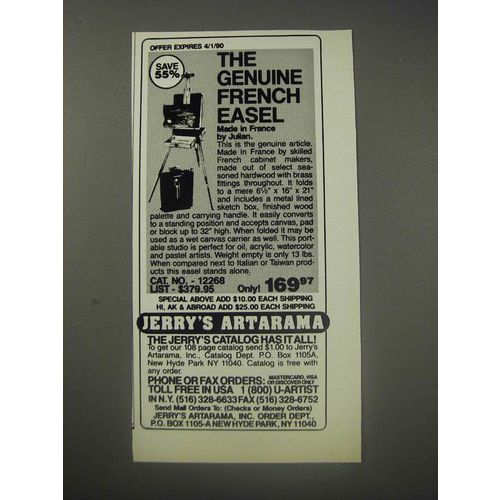 1990 Jerry's Artarama Ad - The genuine french easel