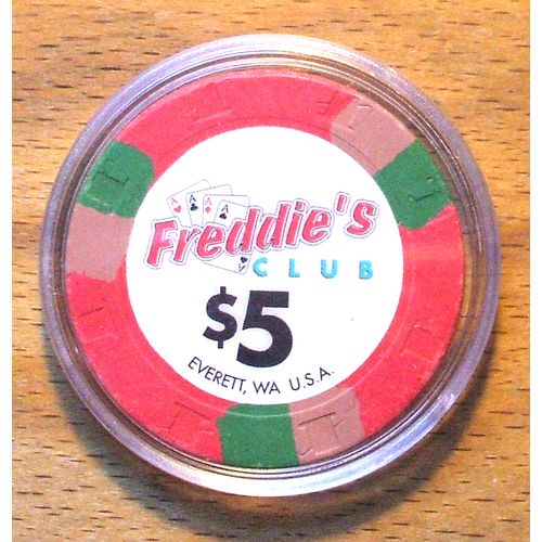 Freddie's Club $5. CASINO CHIP - Card Room - Everett, Washington