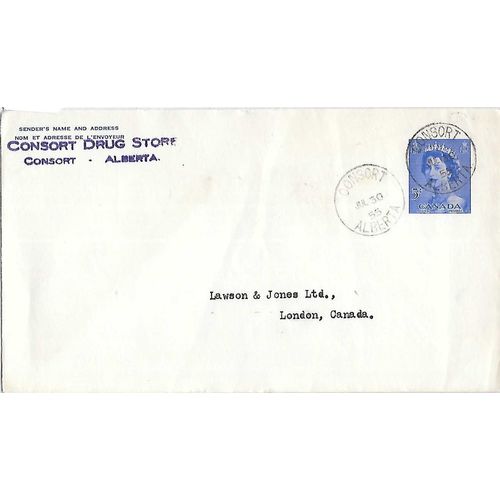Canada #EN72b Postal Envelope USED 1955 "RETURN NOTICE..." Variety Karsh