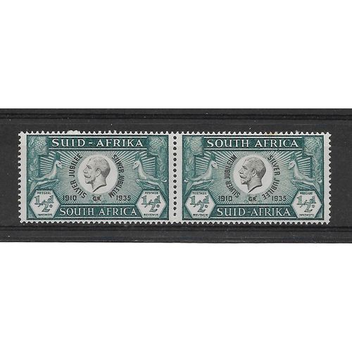 SouthAfrica.SG65 1/2d Black and Blue-Green Pair.Mounted Mint.June19