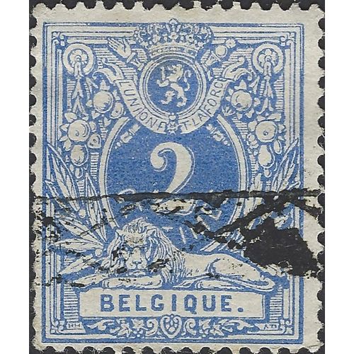 BELGIUM, Lion Couchant, blue 1880, 2c, #2