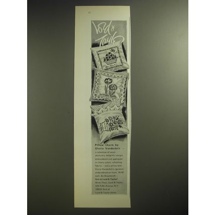 1974 Lord & Taylor Gloria Vanderbilt Pillows Ad - Pillow charm by Gloria