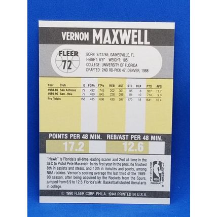 1990-91 Fleer #72 Vernon Maxwell