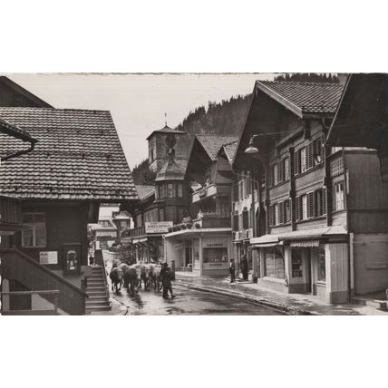 Adelboden Dorfstrasse Disaster Rainy Weather Swiss Real Photo Postcard
