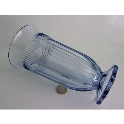 Art Deco Blue Glass Trumpet Vase. (Possibly Bernsdorf?)