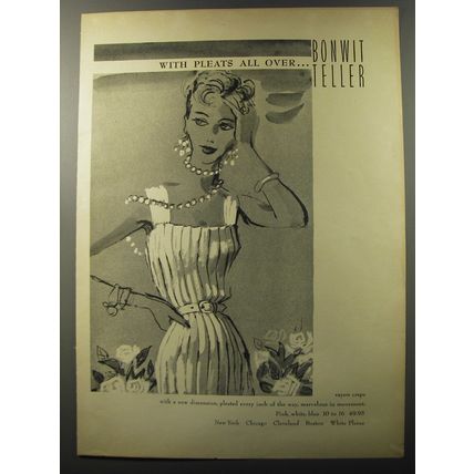 1953 Bonwit Teller Dress Advertisement - With pleats all over