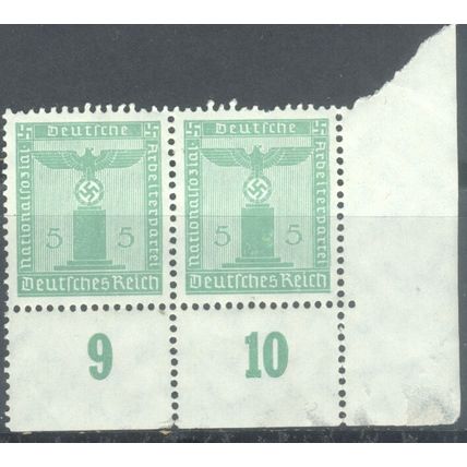 Germany 1938 - 5 emerald green - NSDPA Government Service Stamps x 2 - unused
