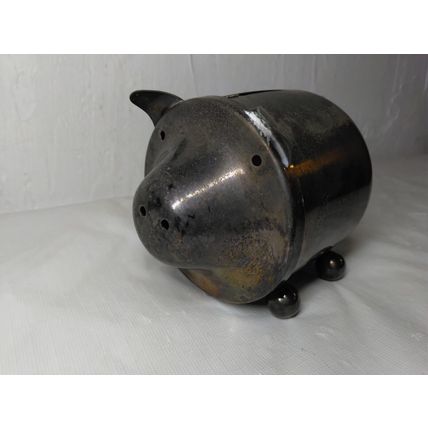 Tin/Metal Piggy Bank Curly Tail - Oneida Silversmiths 5 1/2" x 4" - Adorable!